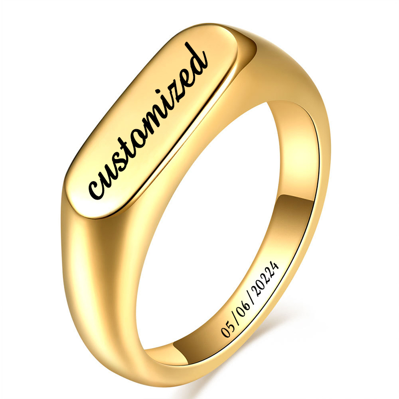 Mens Signet Ring - Aanpasbare Roestvrijstalen Zegelringen Voor Mannen Vrouwen