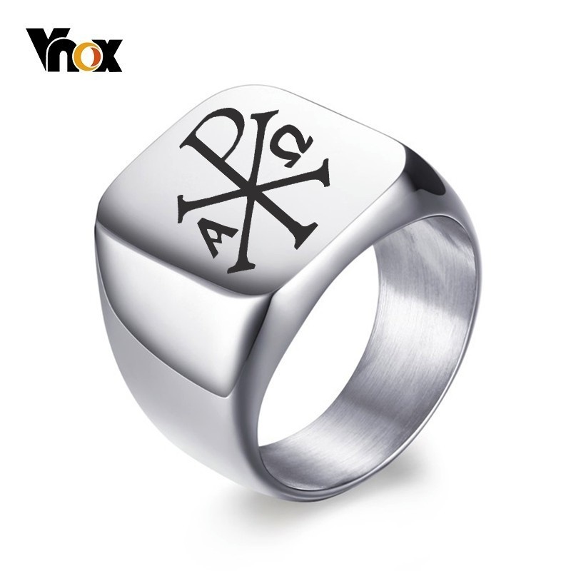 Mens Signet Ring - Vnox Gratis Gepersonaliseerde Stempel Ring Voor