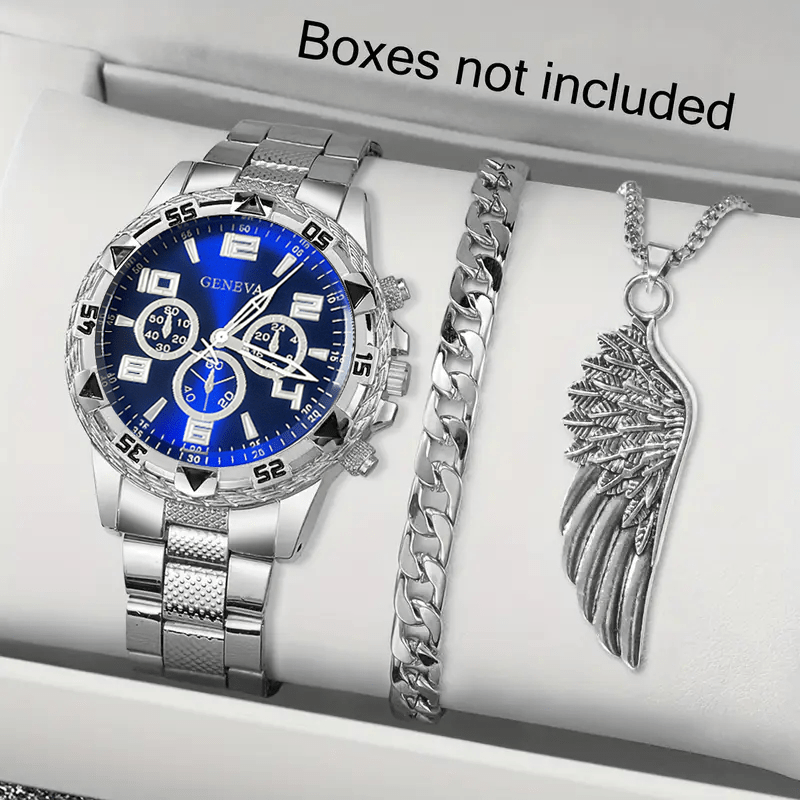 Moments Watches & Jewelry Burlington - Klassieke minimalistische herenhorloge-decoratieset, herenhorloge met roestvrijstalen
