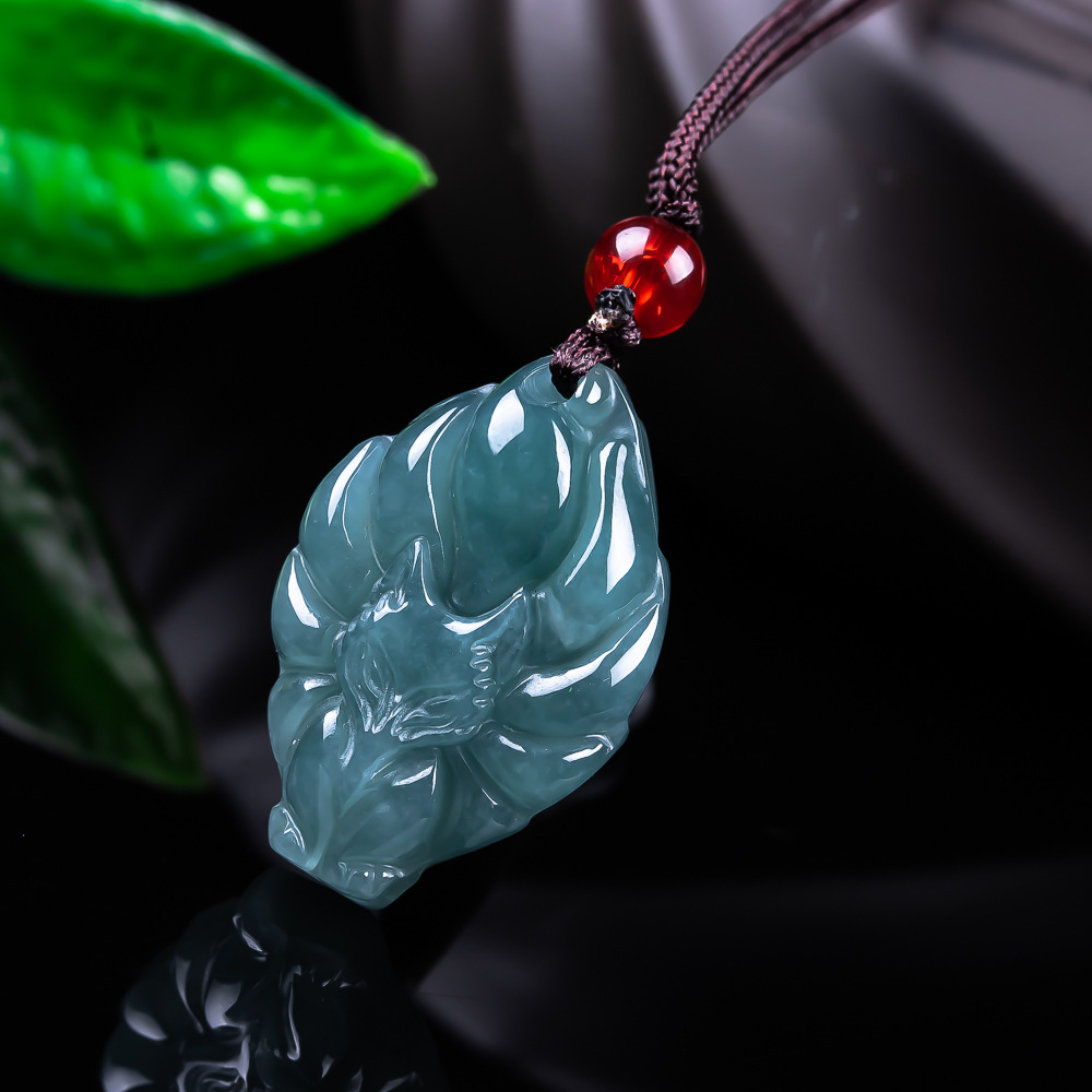 Jewelry & Watches Company - Natuurlijke Birmese Jadeïet Vos Hanger Ketting