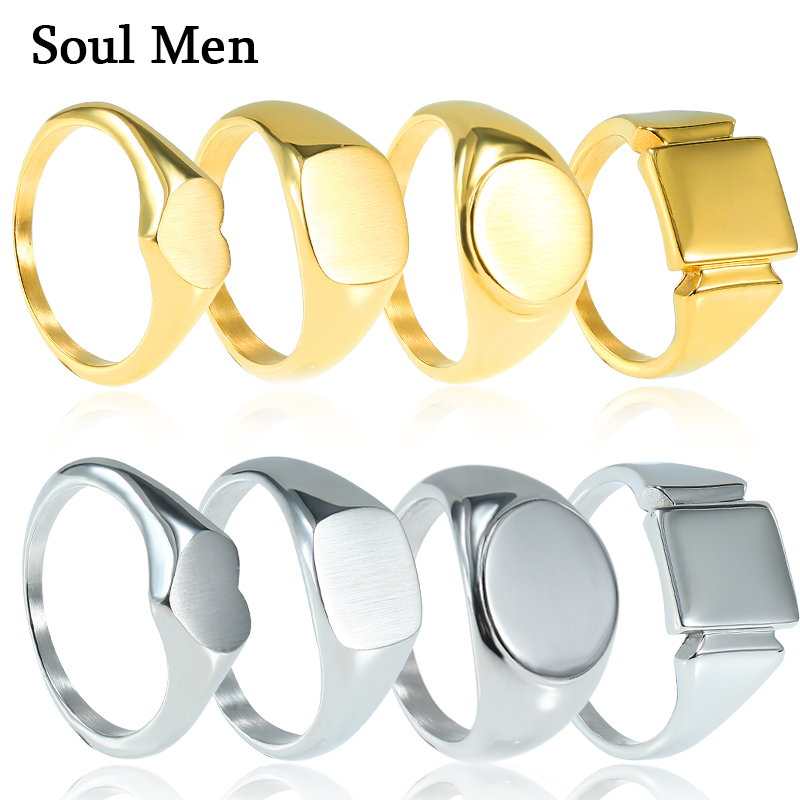 Mens Signet Ring - Soul Mannen Titanium Stalen Ringen Voor