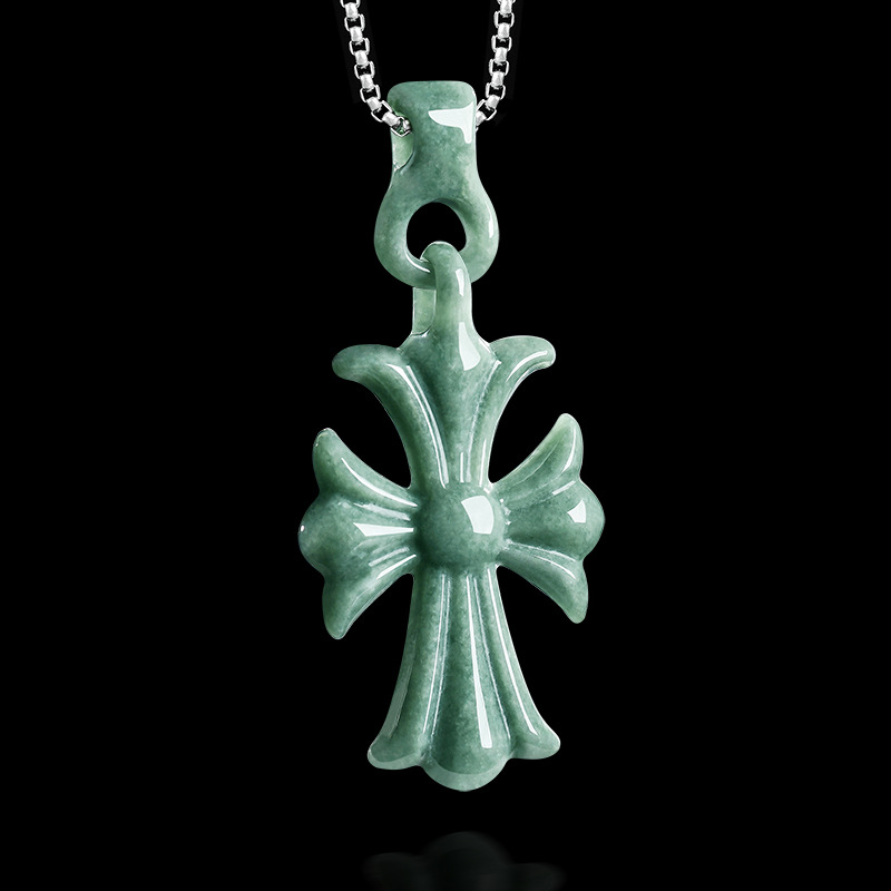 Jewelry & Watches Company - Natuurlijke Birmese Jadeïet kruis hanger ketting