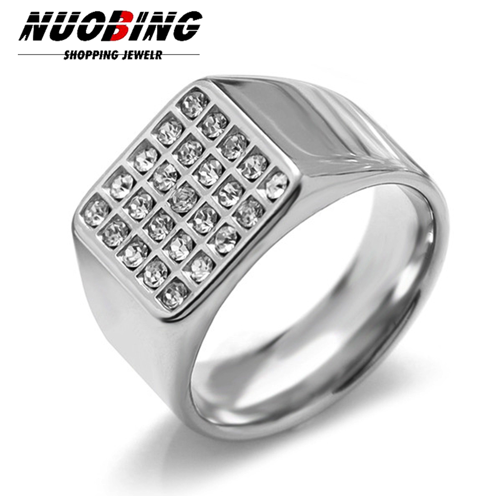Mens Signet Ring - 14mm Delicate Glanzende Zirconia Zegelring voor