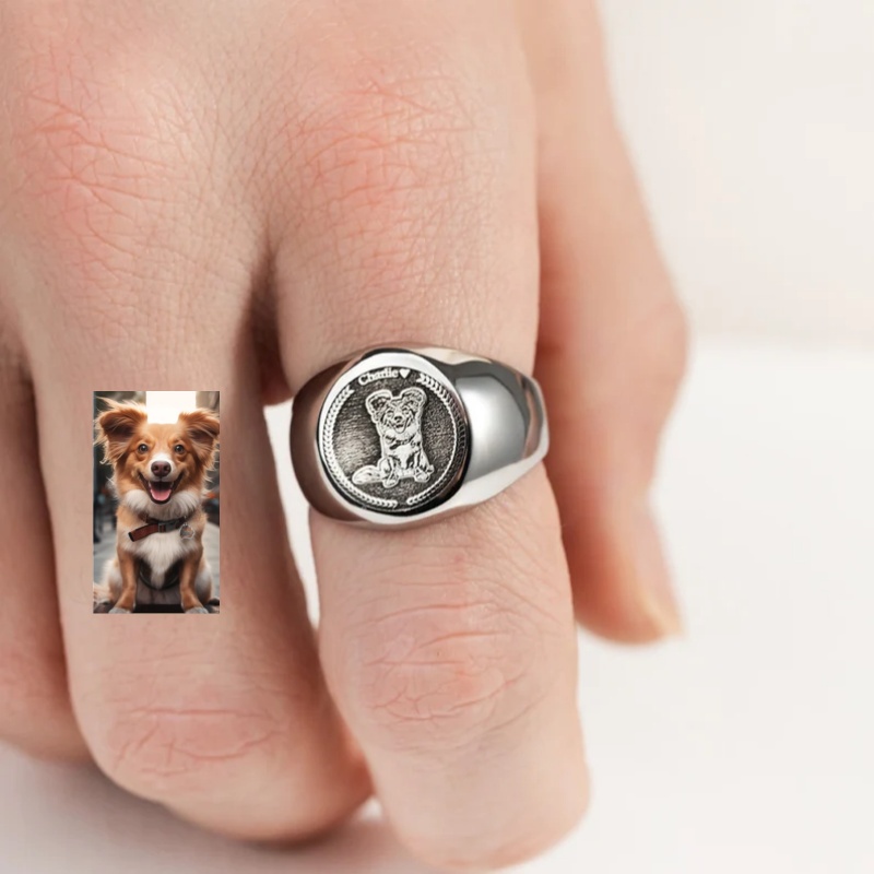 Aangepaste gegraveerde fotozeg - Mens Signet Ring recensie en prijs