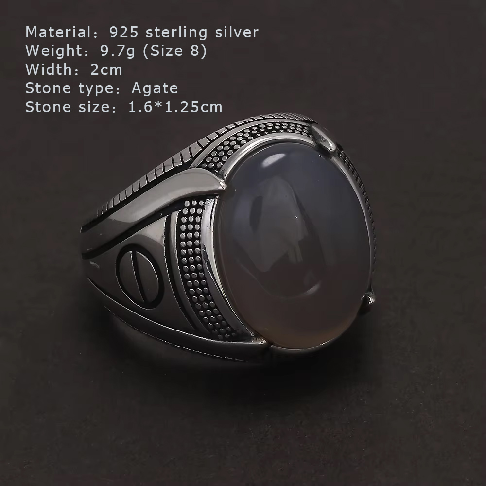 S925 Sterling Zilver Agaat Zeg - Mens Signet Ring recensie en prijs