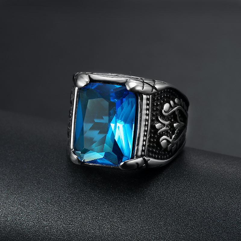 Zilver Kleur Mannen Rood Blauw - Mens Signet Ring recensie en prijs