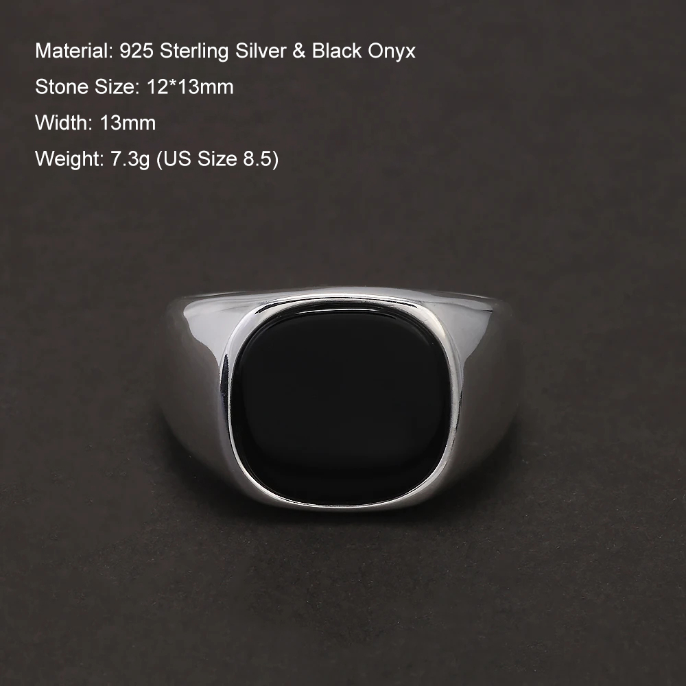 S925 Sterling Zilver Zwarte On - Mens Signet Ring recensie en prijs