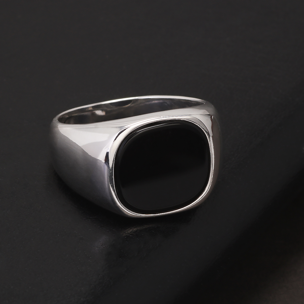 S925 Sterling Zilver Zwarte On - Mens Signet Ring recensie en prijs