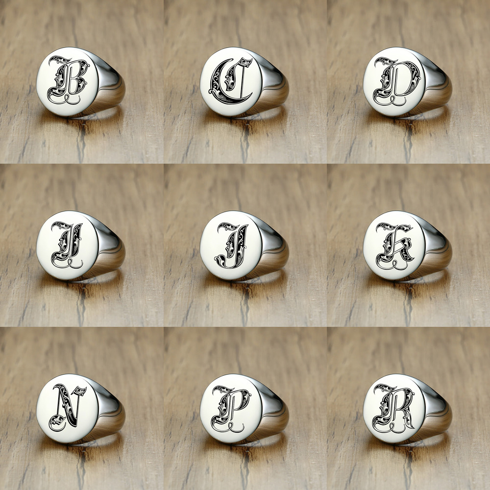 Vnox Stijlvolle Patroon Letter - Mens Signet Ring recensie en prijs